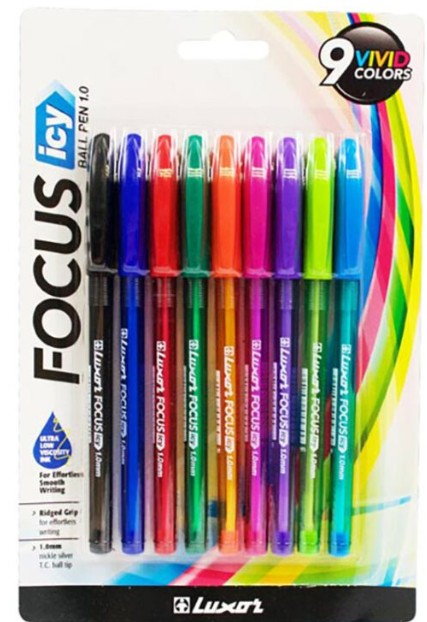 Luxor Focus Ballpoint Pen Set - 9 colours